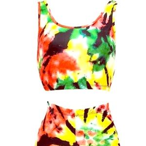 Plus Size tie dye biker set